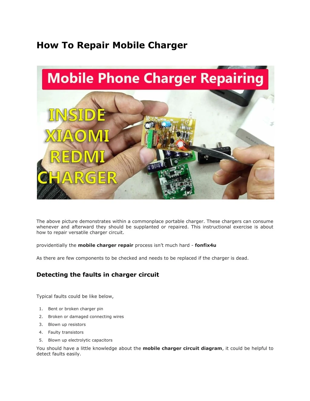 how to repair mobile charger
