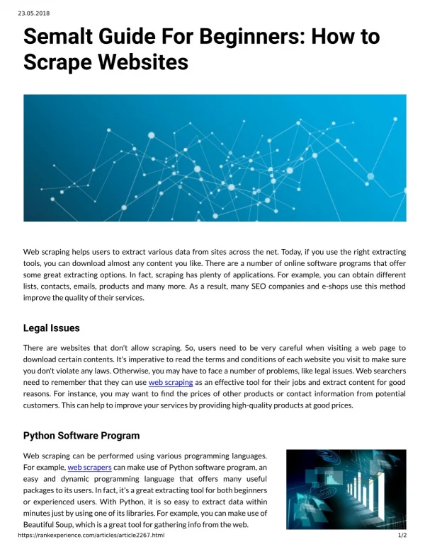 Semalt Guide For Beginners: How to Scrape Websites