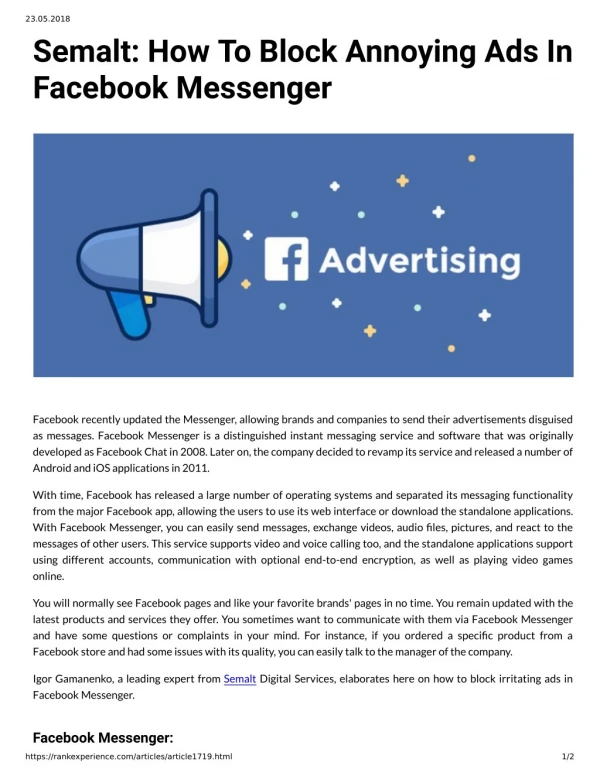 Semalt: How To Block Annoying Ads In Facebook Messenger