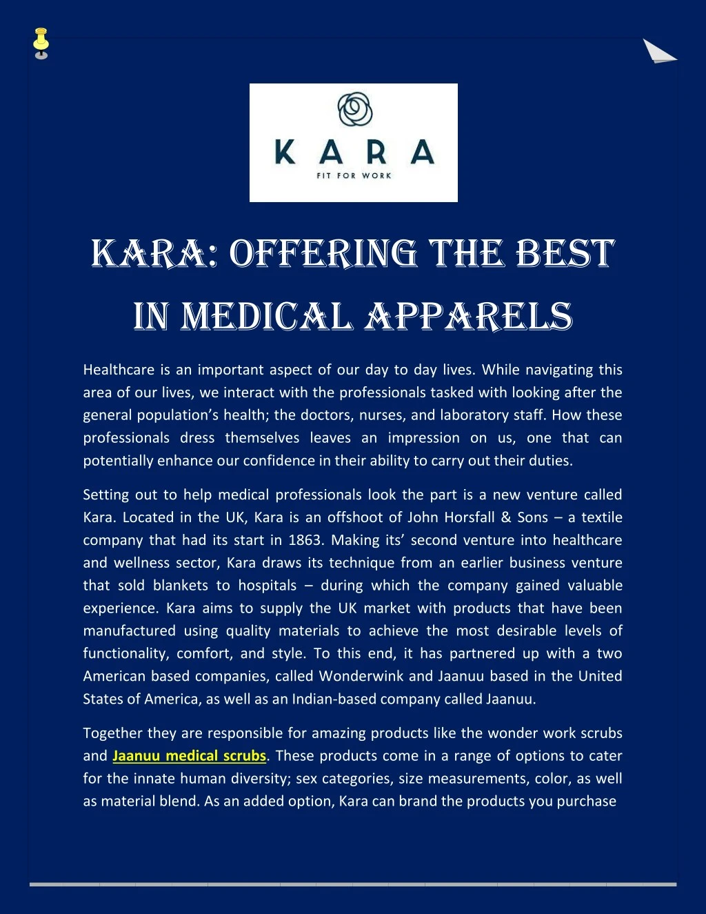 kara offering the best in medical apparels