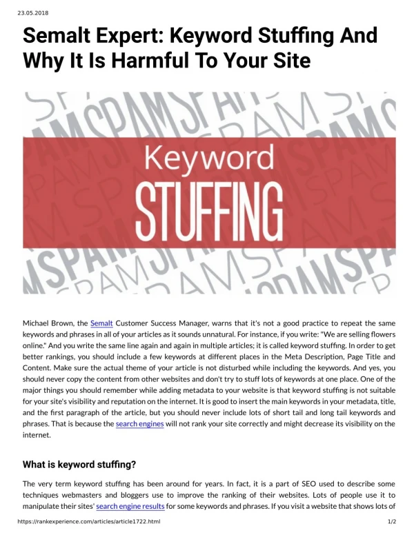 Semalt Expert: Keyword Stuffing And Why It Is Harmful To Your Site