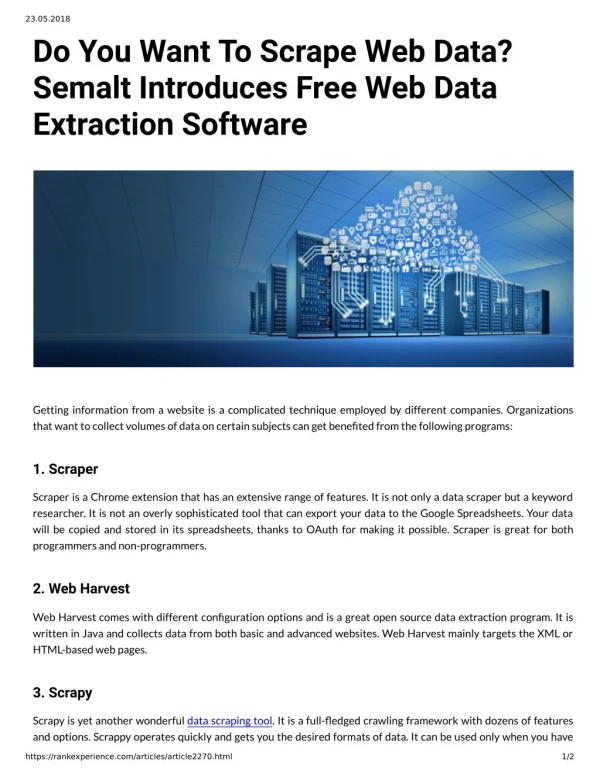 Do You Want To Scrape Web Data? Semalt Introduces Free Web Data Extraction Software
