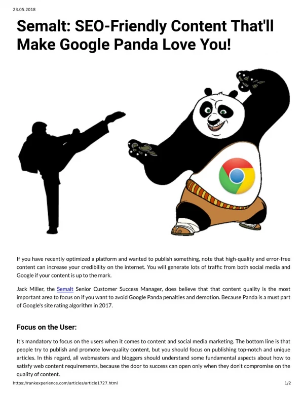 Semalt: SEO-Friendly Content That'll Make Google Panda Love You!