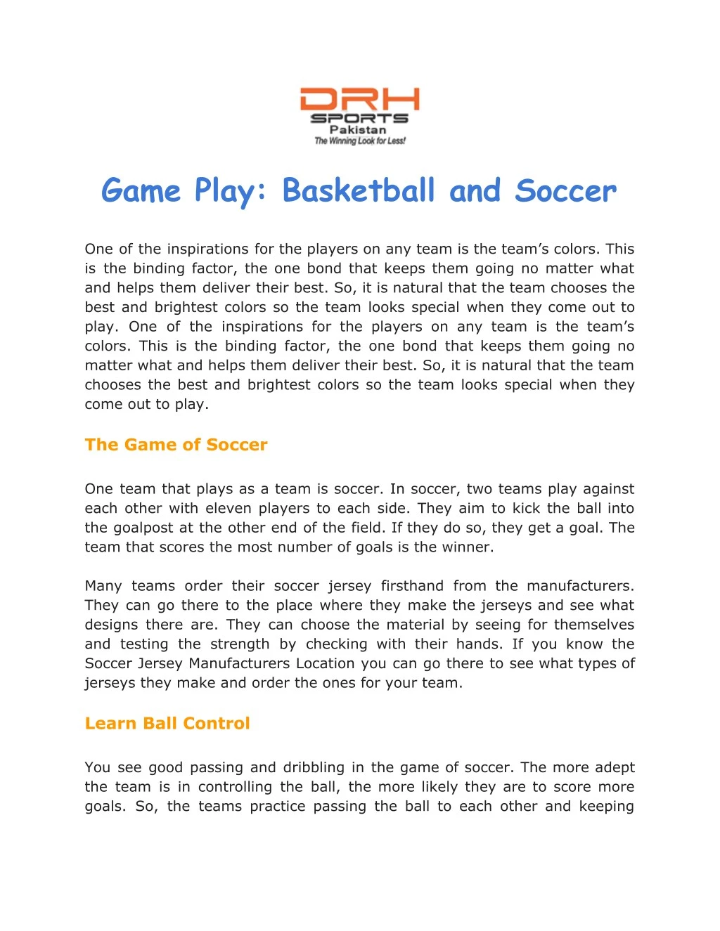 game play basketball and soccer