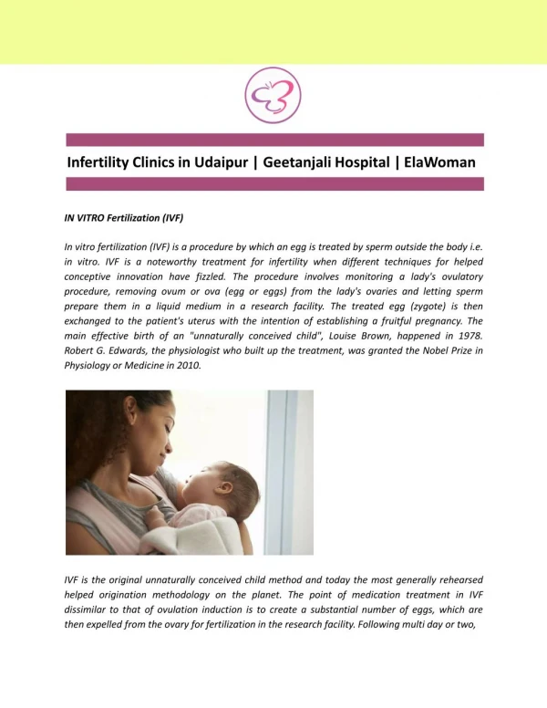 Infertility Clinics in Udaipur | Geetanjali Hospital | ElaWoman