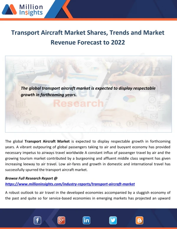 Transport Aircraft Market Shares, Trends and Market Revenue Forecast to 2022