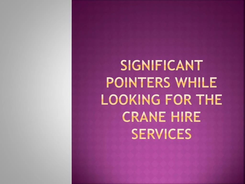 significant pointers while looking for the crane hire services