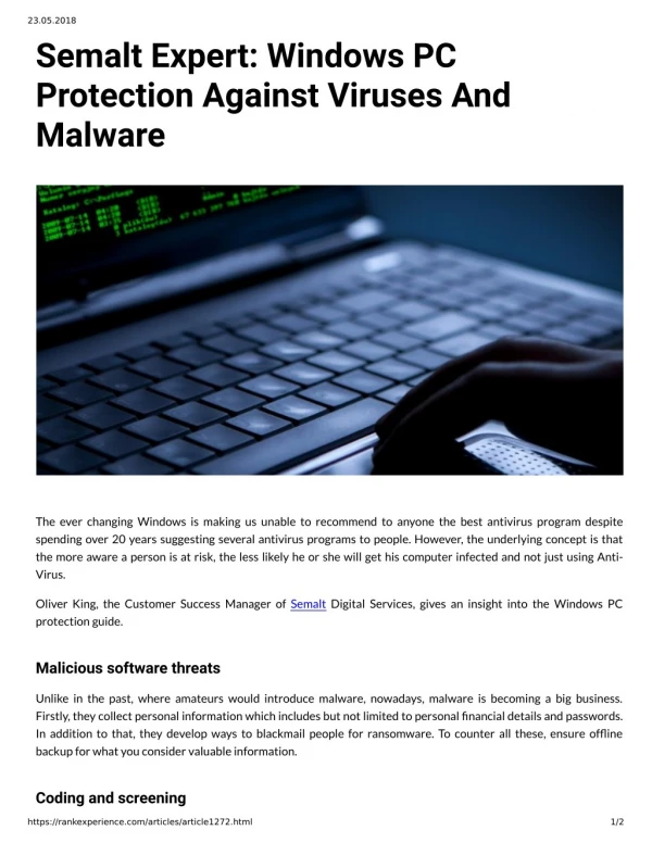 Semalt Expert: Windows PC Protection Against Viruses And Malware