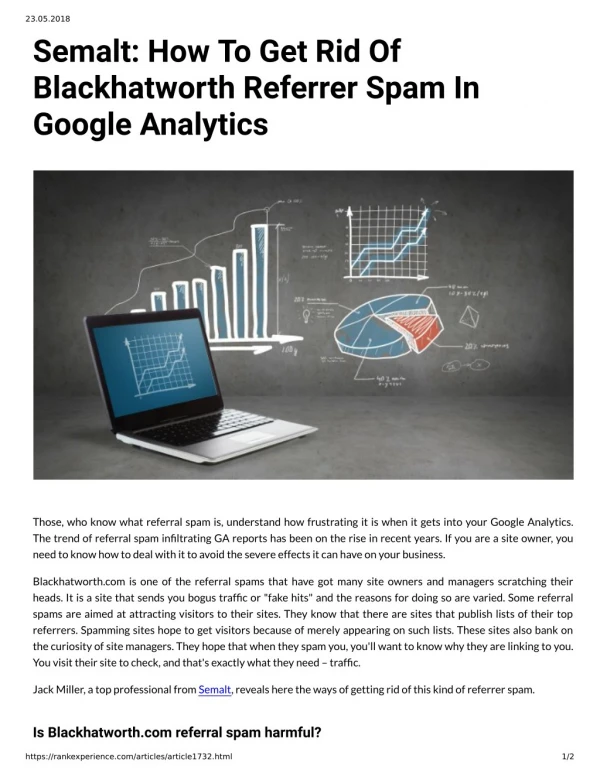 Semalt: How To Get Rid Of Blackhatworth Referrer Spam In Google Analytics