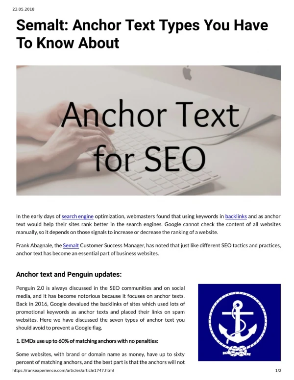 Semalt: Anchor Text Types You Have To Know About