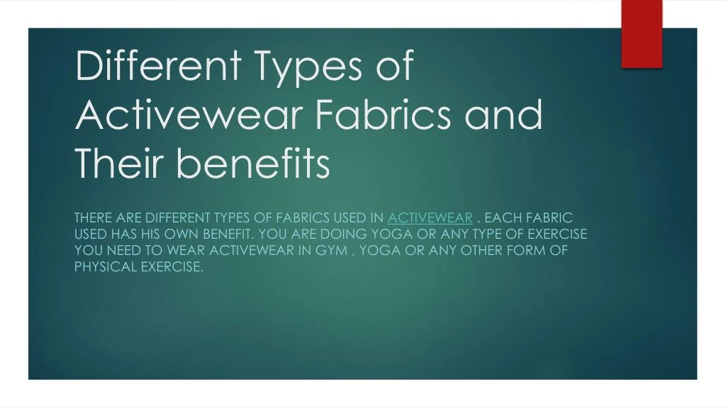 different types of activewear fabrics and their benefits