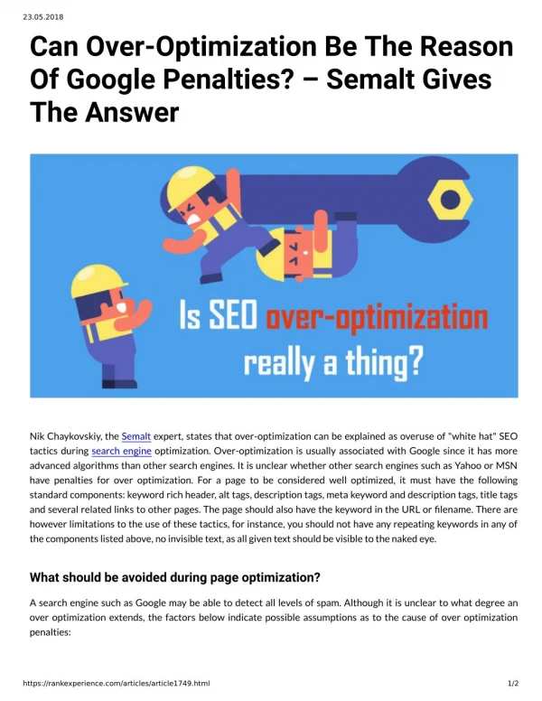 Can Over-Optimization Be The Reason Of Google Penalties? - Semalt Gives The Answer