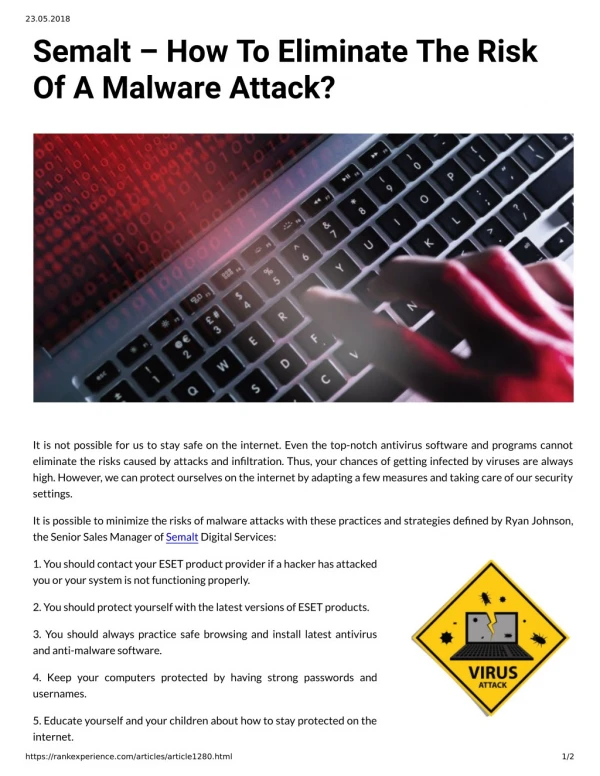 Semalt – How To Eliminate The Risk Of A Malware Attack?