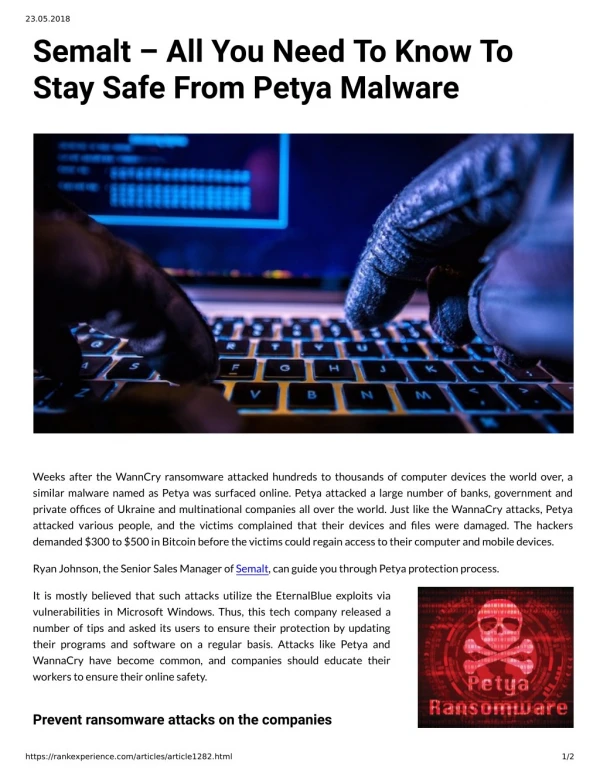 Semalt – All You Need To Know To Stay Safe From Petya Malware