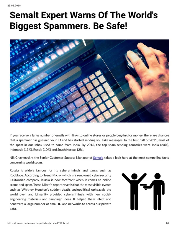 Semalt Expert Warns Of The World's Biggest Spammers. Be Safe!
