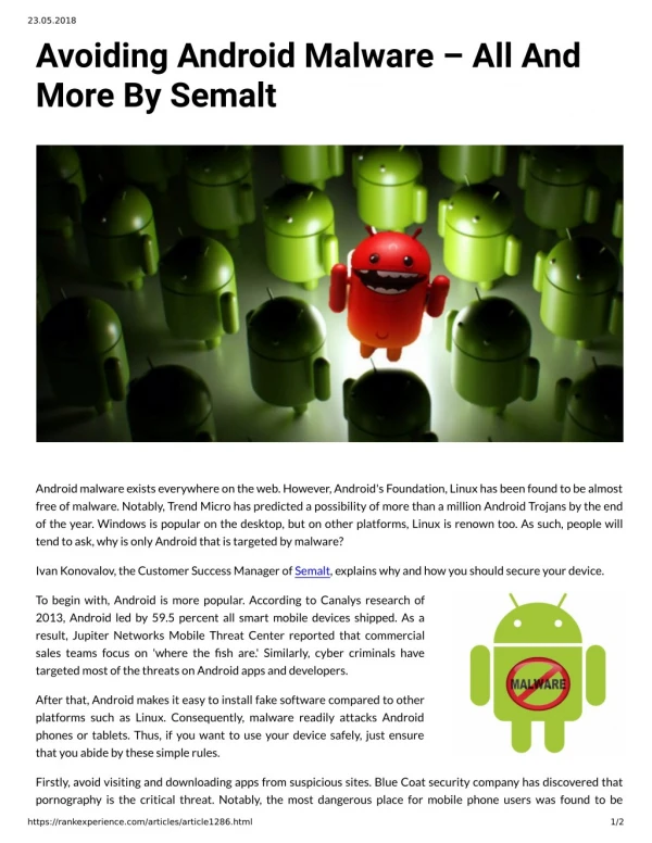 Avoiding Android Malware – All And More By Semalt