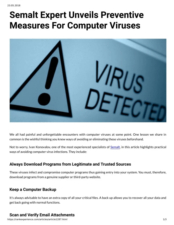 Semalt Expert Unveils Preventive Measures For Computer Viruses