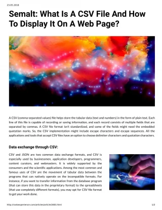Semalt: What Is A CSV File And How To Display It On A Web Page? - slide 1