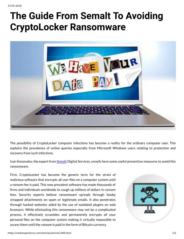 The Guide From Semalt To Avoiding CryptoLocker Ransomware