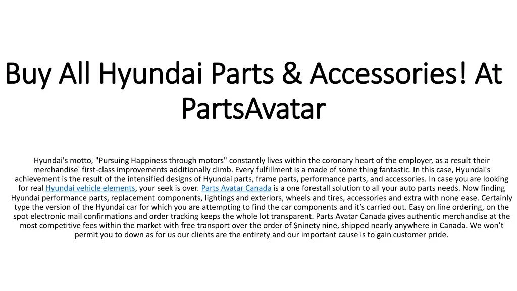 buy all hyundai parts accessories at partsavatar