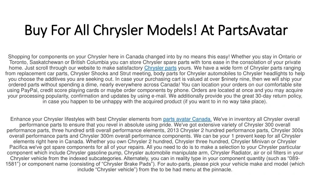 buy for all chrysler models at partsavatar
