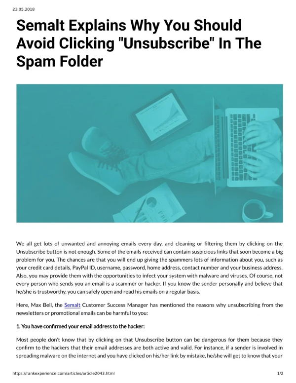 Semalt Explains Why You Should Avoid Clicking Unsubscribe In The Spam Folder