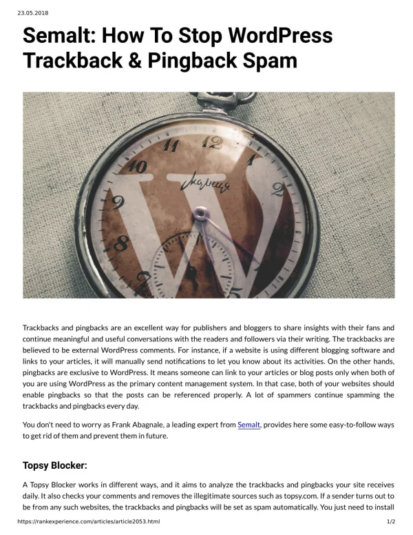 Semalt: How To Stop WordPress Trackback & Pingback Spam