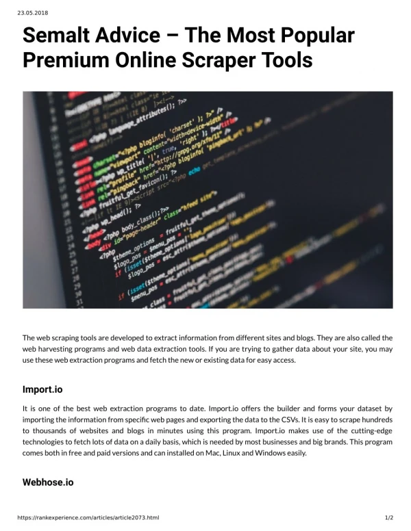 Semalt Advice The Most Popular Premium Online Scraper Tools