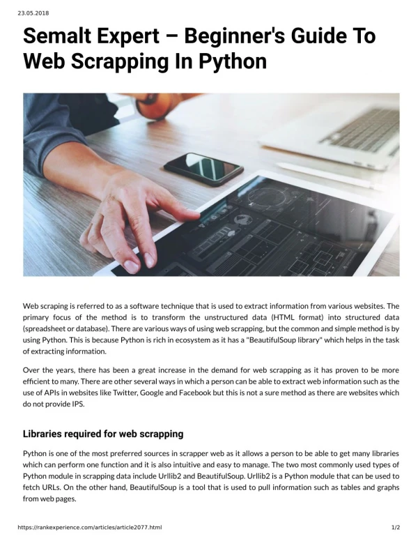 Semalt Expert Beginner's Guide To Web Scrapping In Python
