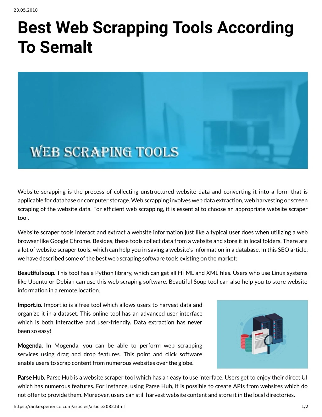 23 05 2018 best web scrapping tools according