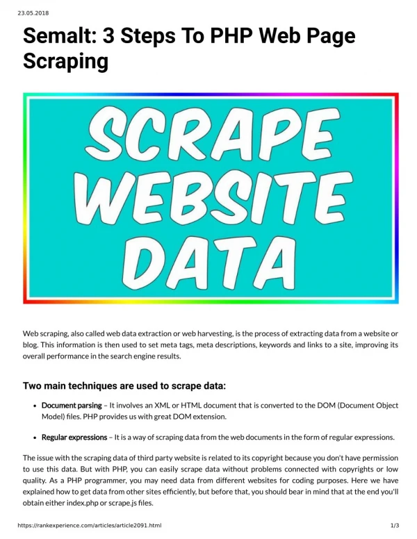 Semalt: 3 Steps To PHP Web Page Scraping