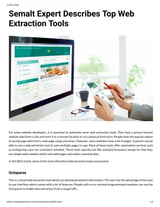 Semalt Expert Describes Top Web Extraction Tools - slide 1