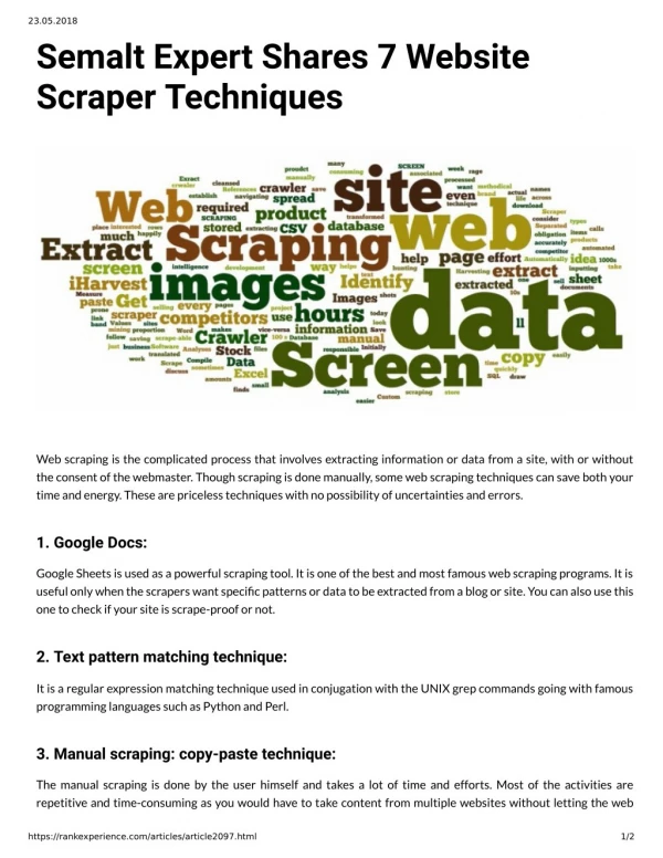 Semalt Expert Shares 7 Website Scraper Techniques