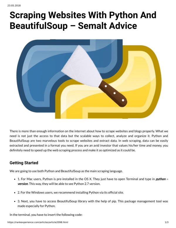 Scraping Websites With Python And BeautifulSoup Semalt Advice