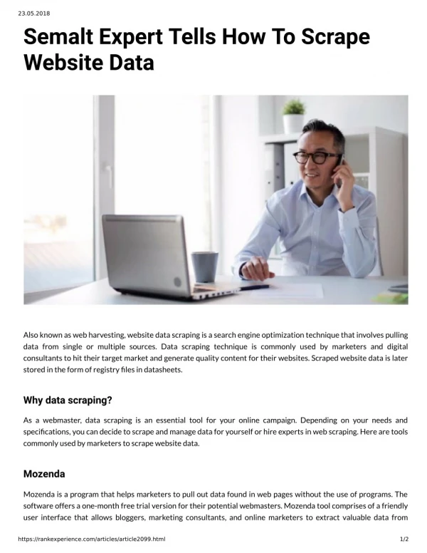 Semalt Expert Tells How To Scrape Website Data