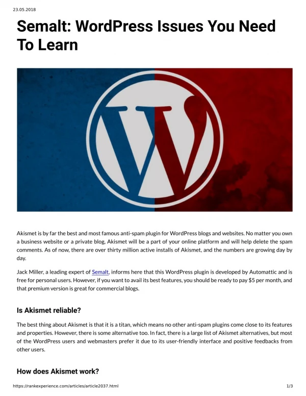 Semalt - WordPress Issues You Need to Learn