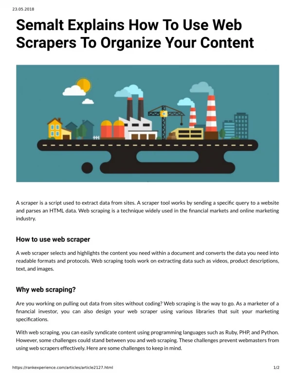Semalt Explains How To Use Web Scrapers To Organize Your Content