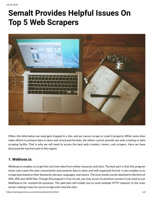 Semalt Provides Helpful Issues On Top 5 Web Scrapers