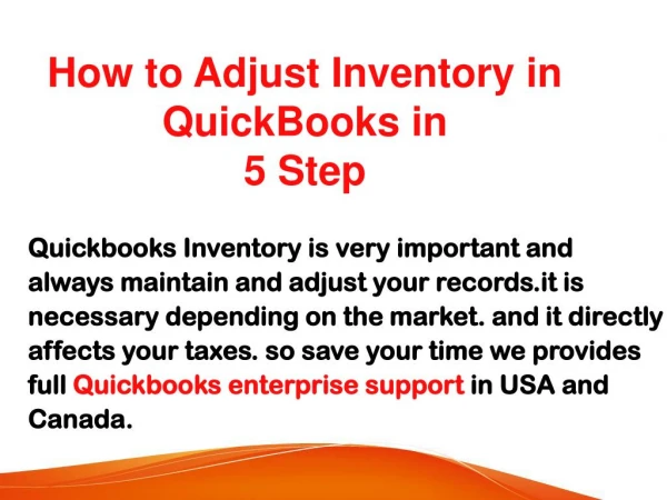 how to Adjust Inventory in QuickBooks in 5 Step