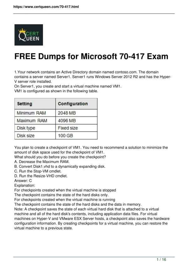 2018 CertQueen Microsoft 70-417 Exam Dumps
