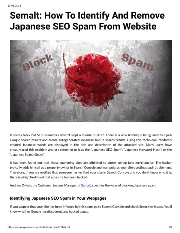 Semalt: How To Identify And Remove Japanese SEO Spam From Website