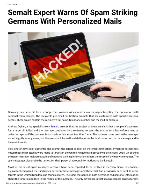 Semalt Expert Warns Of Spam Striking Germans With Personalized Mails