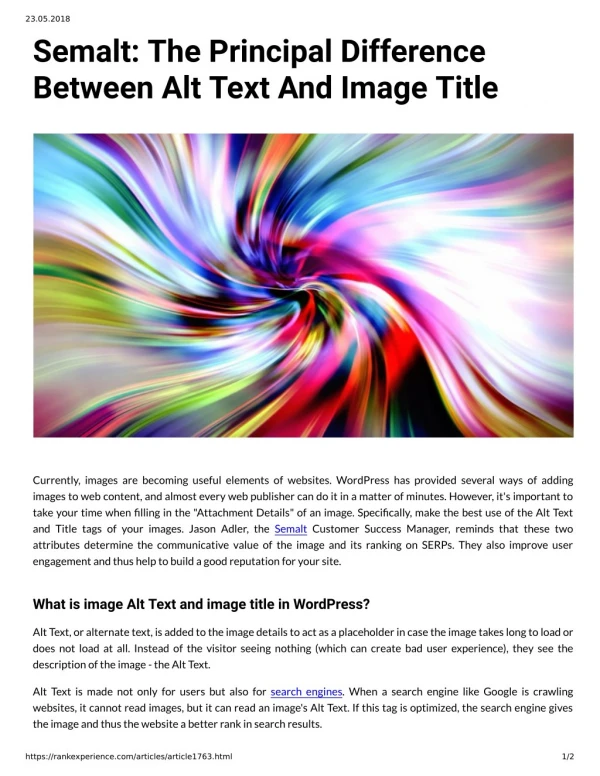Semalt: The Principal Difference Between Alt Text And Image Title