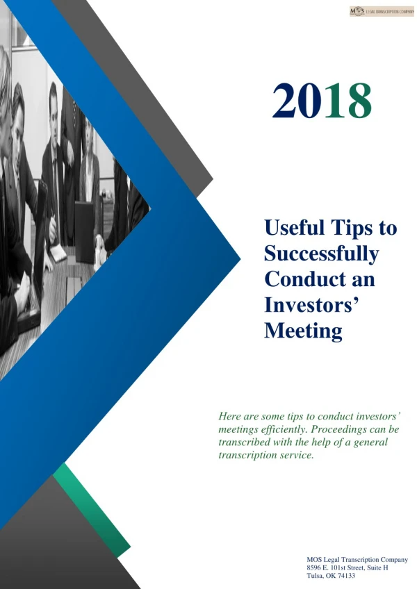 Useful Tips to Successfully Conduct an Investors’ Meeting