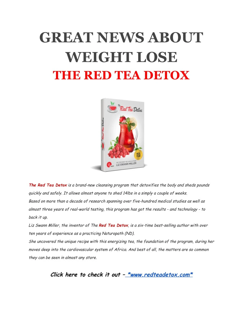 great news about weight lose the red tea detox