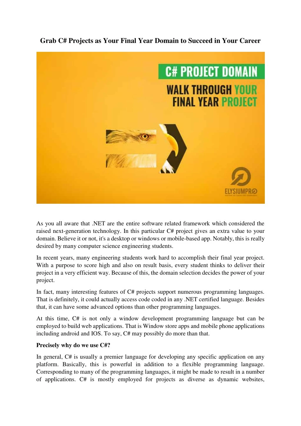 grab c projects as your final year domain