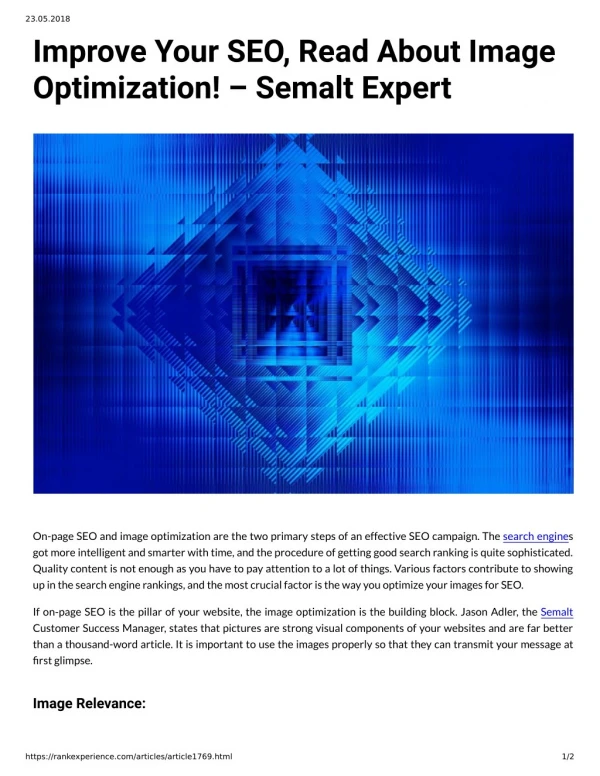 Improve Your SEO, Read About Image Optimization! - Semalt Expert
