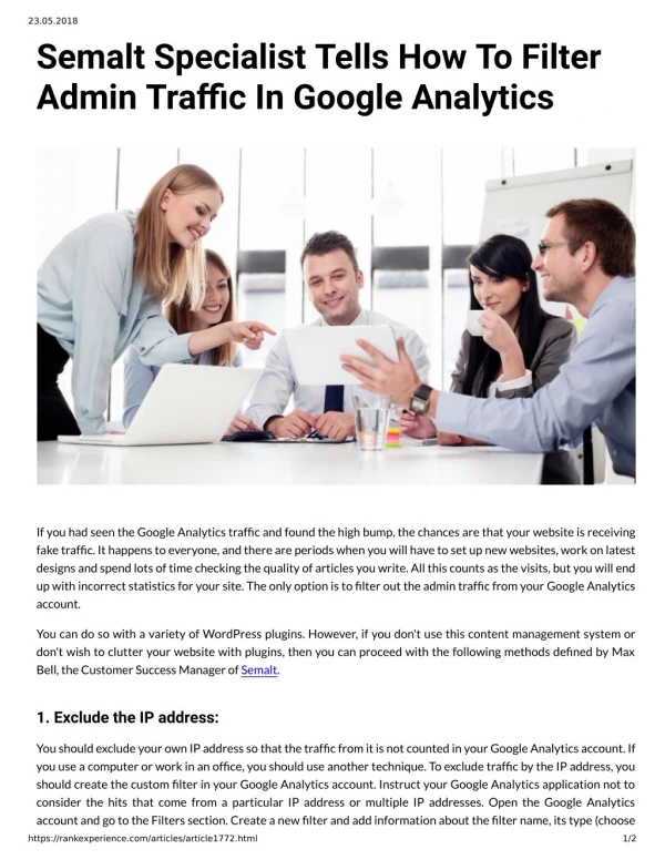 Semalt Specialist Tells How To Filter Admin Traffic In Google Analytics