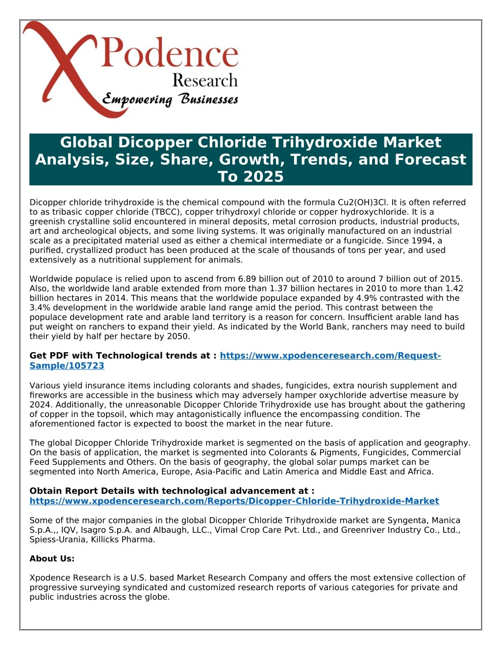 global dicopper chloride trihydroxide market