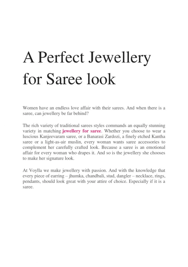A Perfect Jewellery for Saree look